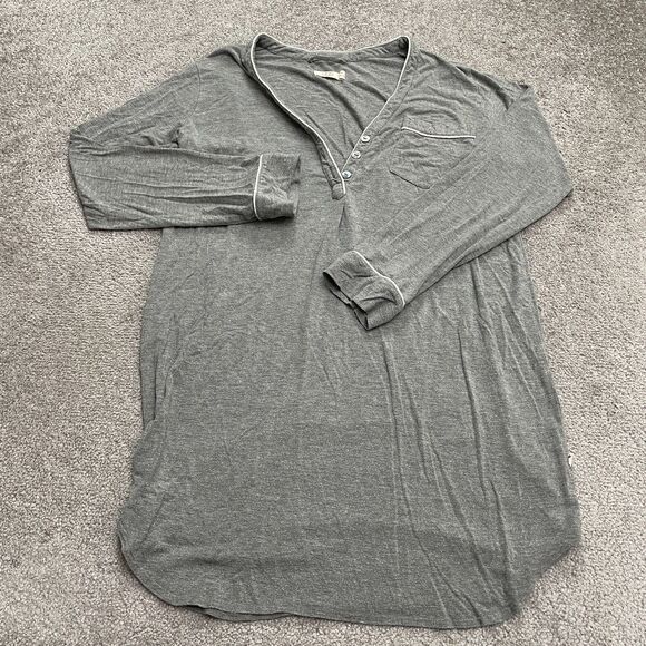 UGG Other - UGG Sleepwear Lounge Dress Women XS Gray 1/4 Button Up Long Sleeve Tunic Comfort